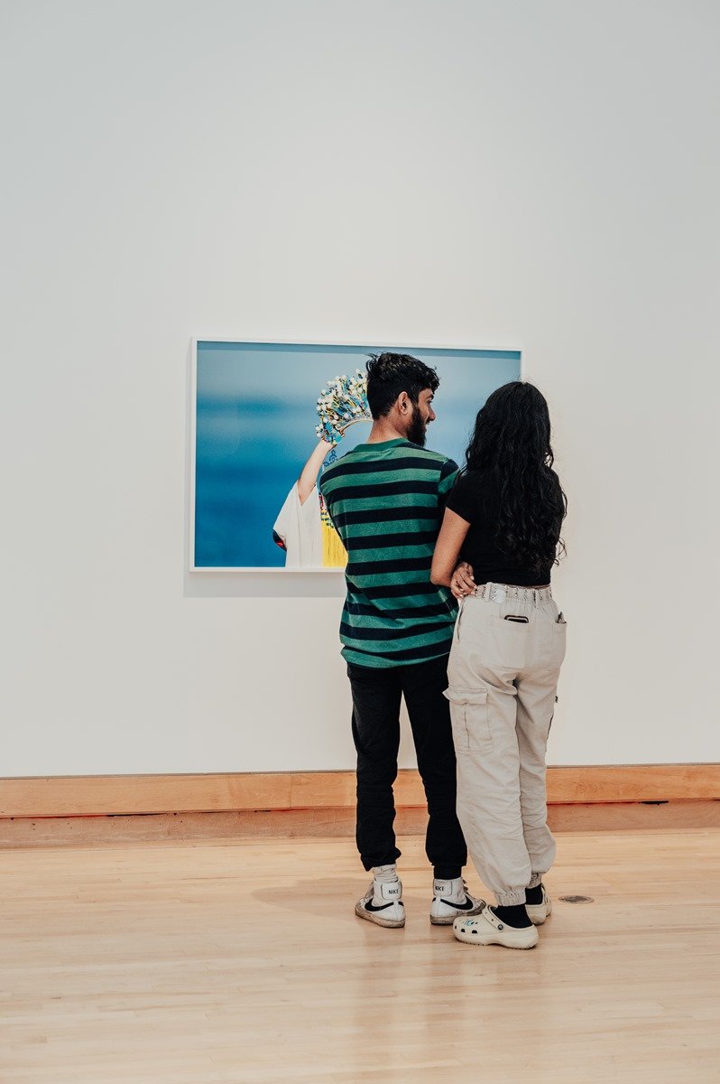 Couple admiring artwork